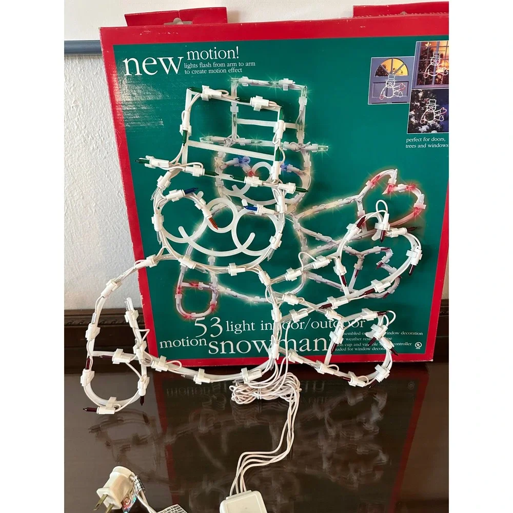 Vtg Motion Snowman Christmas Window Light 53 Multi Color Lights Indoor Outdoor